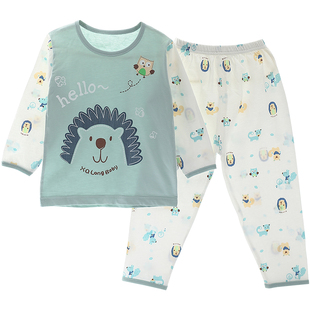 小青龙儿童睡衣春夏季男童女童纯棉薄款空调服套装宝宝小孩中大童