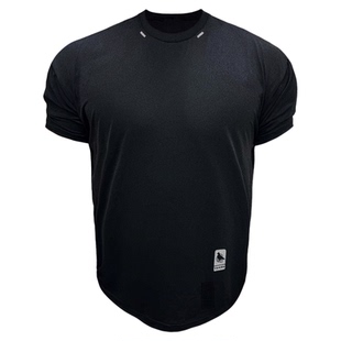 YUANQ反光镭射美式收袖口短袖运动爆袖健身训练休闲百搭透气T恤