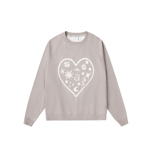 roaringwild a arch咆哮野兽美式爱心图案刺绣休闲保暖圆领卫衣男