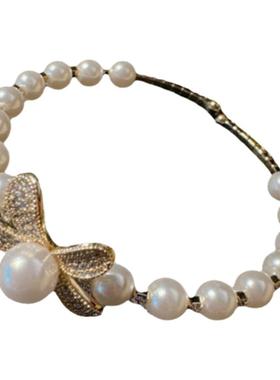 轻奢百搭花朵宝石珍珠手镯Vintage镀18K金时尚大雁蛋形锆石胸针