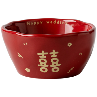 中式欢喜餐具碗碟盘勺敬茶杯子送礼礼物结婚新婚喜碗盘喜庆伴手礼