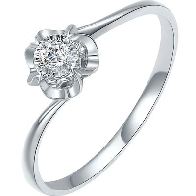 周六福白18K金钻石戒指女款璀璨单钻天然真钻钻戒求婚婚戒