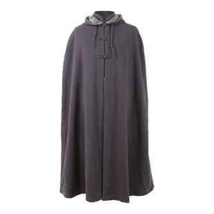 僧人亚麻长披风冬季加绒保暖打坐禅修居士服连帽僧衣和尚服男女款