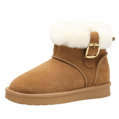 达芙妮厚底雪地靴女加绒短靴棉鞋