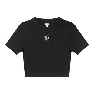 LOEWE 女士徽标刺绣短款修身露脐圆领短袖T恤 S540Y07XCD