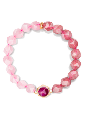 草莓晶粉水晶简约手链