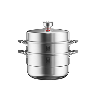 康巴赫定时蒸锅家用316L不锈钢新款蒸鱼馒头三层加厚电磁炉燃气灶