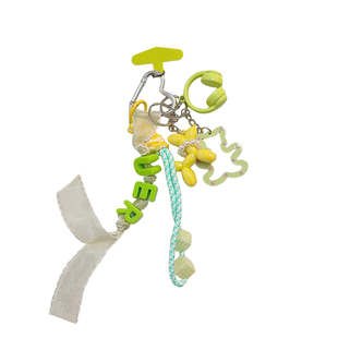 小清新绿色系编织绳挂件手机短链创意趣味卡通可爱撞色钥匙扣链多功能包挂miu风学生女款通用ccd相机便携挂绳