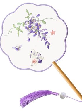 刺绣团扇古风汉服扇子