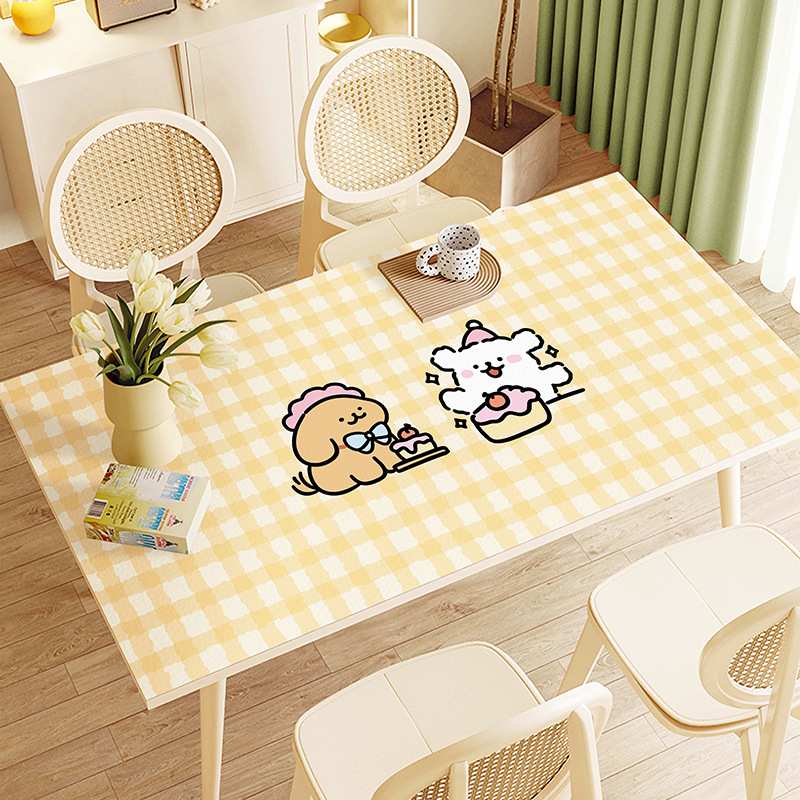 线条小狗皮革桌垫免洗桌布软垫吧台可隔热耐磨一件裁剪可擦