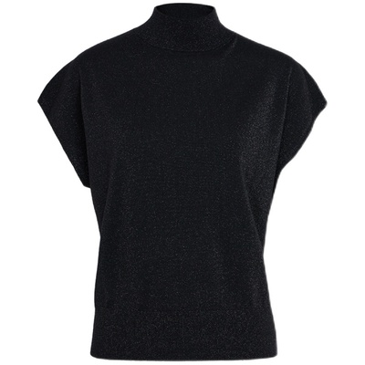 天奴纯色高领短袖针织上衣