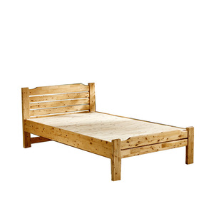 柏木床实木1米单人床现代简约中式1.5米儿童床家具原木满铺硬板床