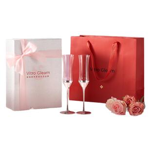 VitroGleam香槟杯对杯「天鹅之翼」水晶高脚杯轻奢结婚礼物女生
