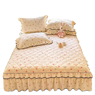 加厚夹棉床裙水洗棉床罩防尘席梦思床套防滑单件1.5m1.8m米床笠罩