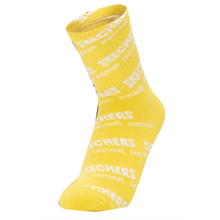 Skechers/斯凯奇正品时尚撞色LOGO休闲运动袜女子中筒袜两对装