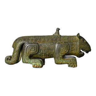 青铜器仿古摆件虎形尊纯铜老虎动物造型铜摆件中式软装饰品工艺品