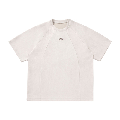 美式复古麂皮绒拼接短袖T恤男