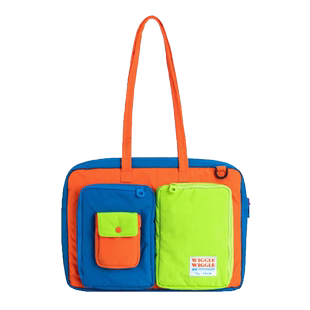 wiggle wiggle新款尼龙两用电脑包15.6英寸防水手提易携带日韩高颜值分区斜挎彩色拉链ipad包