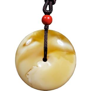 天然蜜蜡平安扣吊坠项链正品男款鸡油黄琥珀锁骨链公主扣女士配饰