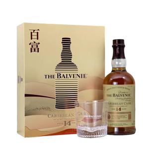 【自营】Balvenie百富14年加勒比桶苏格兰单一麦芽威士忌礼盒带杯