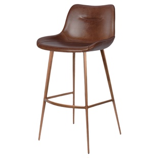 【进口油蜡牛皮】真皮吧台椅轻奢家用岛台椅高脚凳酒吧椅靠背7216
