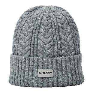 【新年礼物】MOUSSY针织绞花翻边冬天帽子保暖加厚冷帽大头围帽