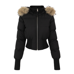 小海鸥收腰短款大毛领冬季新款粉色羽绒服女2025巨好看的冬装外套