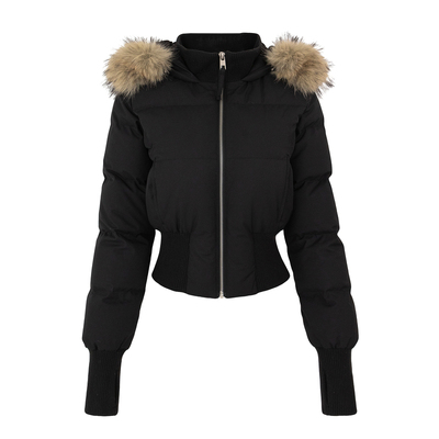 小海鸥收腰短款大毛领羽绒服外套