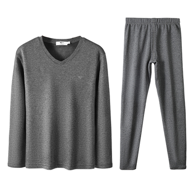 七匹狼加绒加厚V领保暖内衣男士