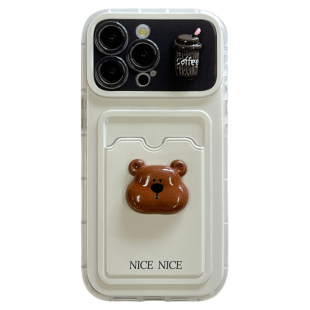 奶呼呼立体小熊卡包适用iPhone17promax手机壳苹果16新款15带链条12小众女11卡通可爱14pro韩风13气囊全包软