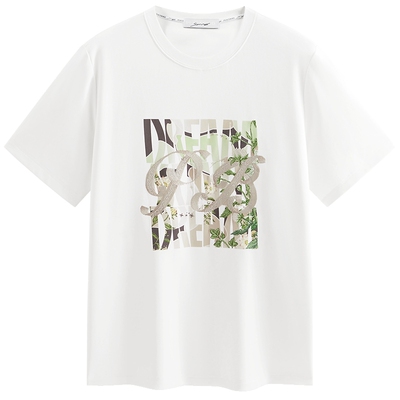 太平鸟男装 Daria Song联名系列夏季胸前刺绣印花短袖T恤男