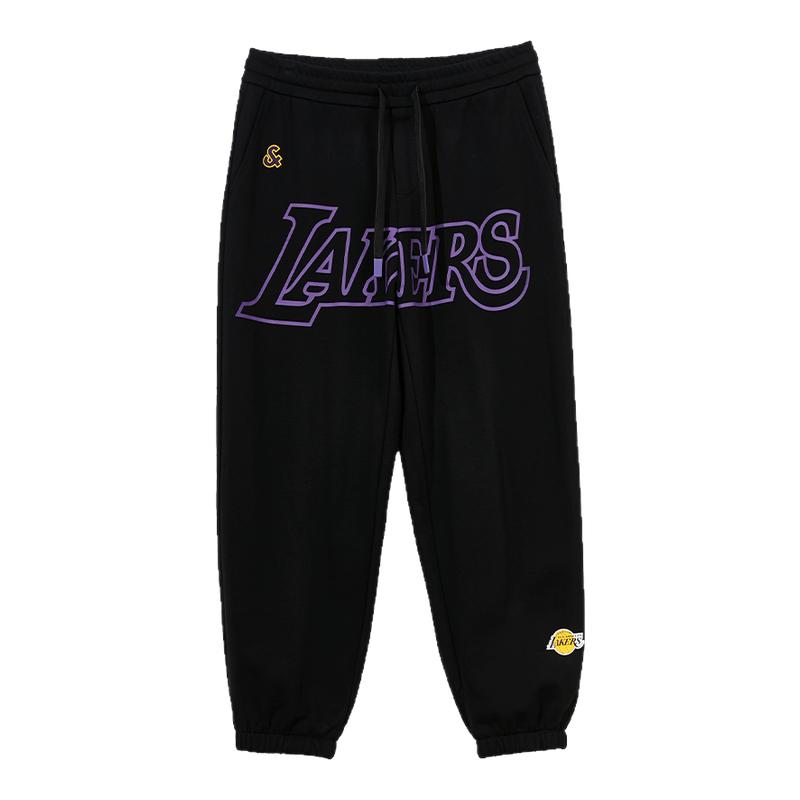 杰克琼斯outlets春季NBA联名湖人队字母胶印舒适束脚休闲裤子男装