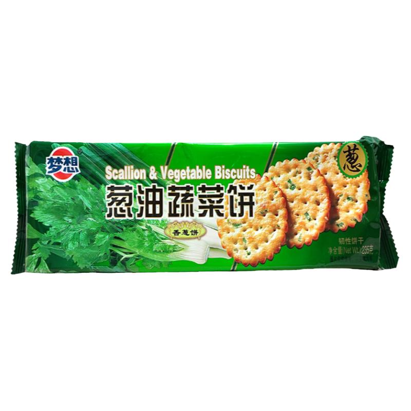 梦想葱油蔬菜饼干香葱味咸饼老式怀旧老人爱吃的食品休闲零食韧性