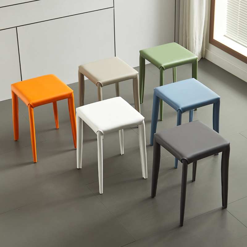 马鞍皮餐椅轻奢奶油风现代简约书桌椅靠背凳网红餐桌椅子家用凳子