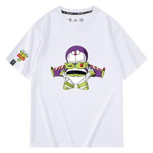 哆唻A梦动漫联名火影拳皇周边短袖T恤衫宽松男女夏小叮当上衣服潮