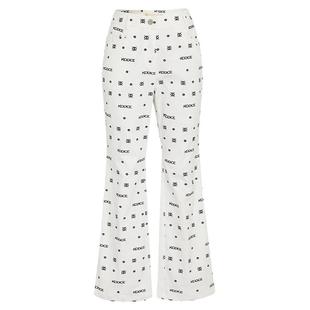 kodice秋冬新款白色棉质刺绣微喇休闲裤子长裤时尚百搭流行街头女