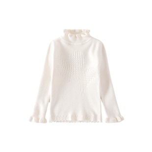 皇室童缘女童木耳边毛衣冬季新款儿童洋气半高领内搭上衣中大童