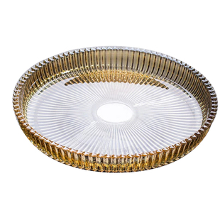 创意欧式水晶玻璃果盘果盆圆形托盘大号茶盘套装家用客厅轻奢网红