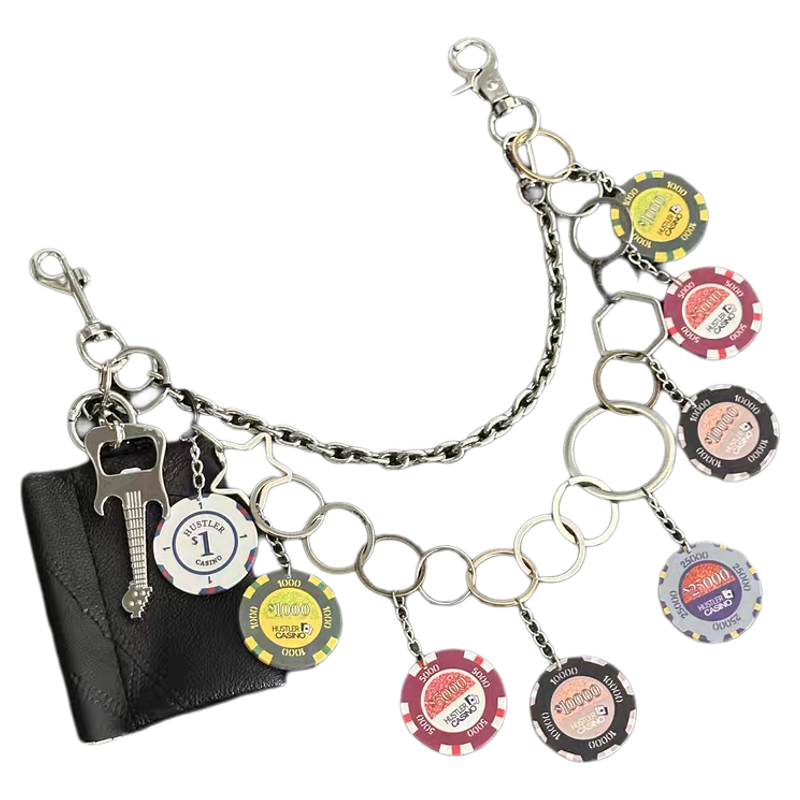 「运筹帷幄」陶瓷筹码款原创裤链羊皮零钱包金属腰链质感穿搭配饰