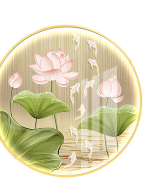 led带灯轻奢圆形入户玄关装饰画