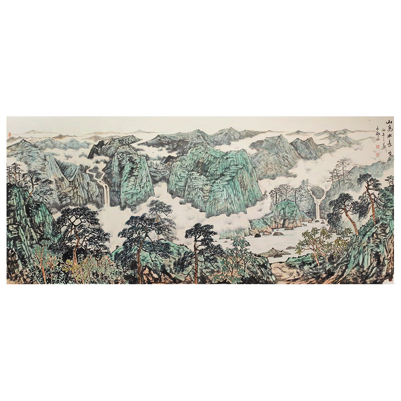 孤品收藏名家手绘山水大横幅国画