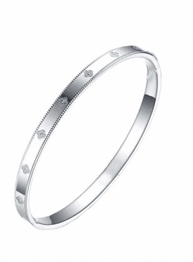 正品四叶草纯银手镯实心手镯