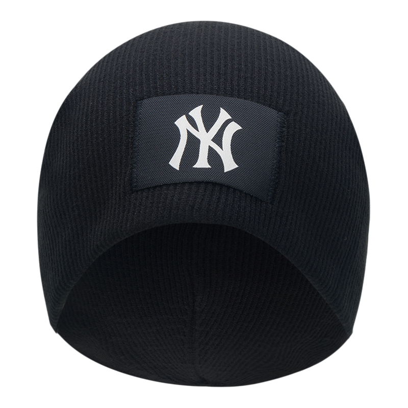 MLB情侣毛线帽NY贴布保暖针织帽