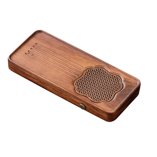 善简胡桃木茶盘家用办公室简约中式小型茶台干泡盘茶杯茶壶托盘子