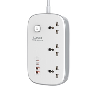 LDNIO英制香港版家用USB拖板GAN氮化镓65W超级快充英标3插位白色