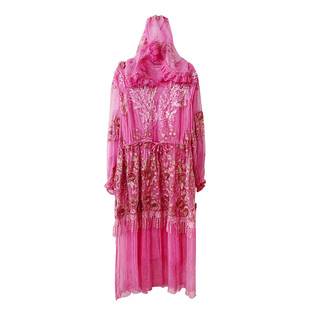 桑蚕丝连衣裙轻奢高级感刺绣宽松收腰遮肉显瘦时尚洋气度假中长款