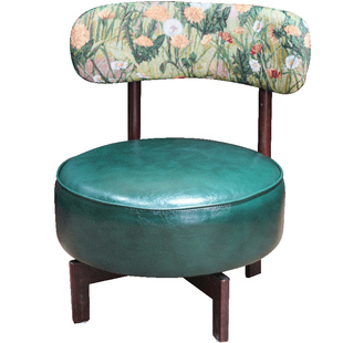 可旋转软包沙发椅家用靠背矮凳客厅小板凳儿童圆坐椅换鞋凳茶几凳