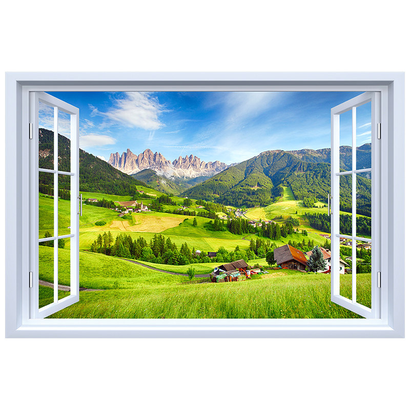 客厅山水风景画墙壁装饰画自粘画