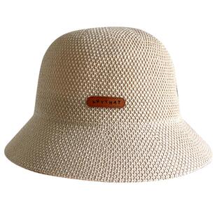 日系简约小字母标春夏棉渔夫帽遮阳帽时尚出游盆帽可折叠防晒潮