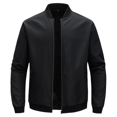 Solid color zipper hooded casual jacket 纯色拉链无帽休闲外套